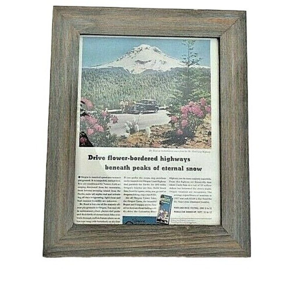 1939 Oregon Highways: Drive to Oregon in Wild Flower Vintage Print Ad - Framed